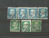 FRANTA 1923/26 - LOUIS PASTEUR, 7 timbre stampilate, R6, Stampilat