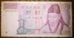 Bancnota - Republica Coreea - 1000 Won 1983 foto