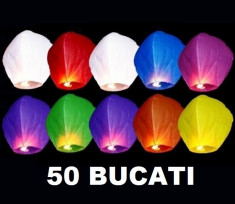 Set 50 Lampioane zburatoare colorate sky lanterns Nunti Botezuri Petreceri foto