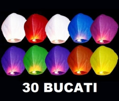 Set 30 Lampioane zburatoare colorate sky lanterns Nunti Botezuri Petreceri foto