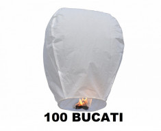 Oferta NUNTA 100 Lampioane ALBE zburatoare sky lanterns + 2 Rosii inima foto