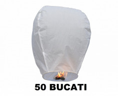 Oferta NUNTA 50 Lampioane ALBE zburatoare sky lanterns + 2 Rosii inima foto