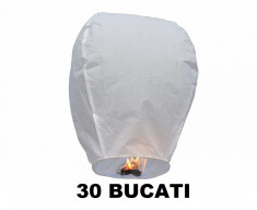 Oferta NUNTA 30 Lampioane ALBE zburatoare sky lanterns + 2 Rosii inima foto