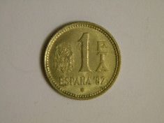 Spania 1 peseta 1 leu bucata foto