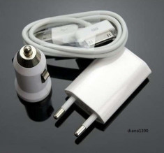 Incarcator 3 in 1 Perete Auto si USB pentru iPhone 3G 3GS 4 4S iPod Cel mai bun pret!!! foto