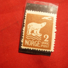 Timbru 2 Ore -Urs-Expeditia Polara Amundsen1925 Norvegia,brun ,sarniera