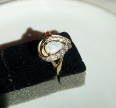 Inel de aur cu opal, tanzanite si diamante foto