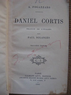 A. Fogazzaro - Daniel Cortis (roman in limba franceza) foto