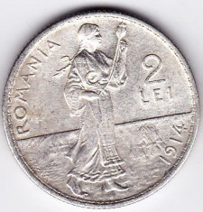 10) 2 LEI 1914,argint,muchia rotunjita,monetaria Hamburg foto
