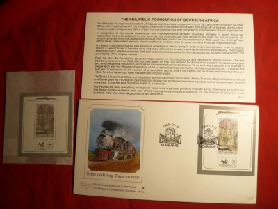 Plic FDC Trenuri 1989 Transkei + Colita + Carton reclama foto