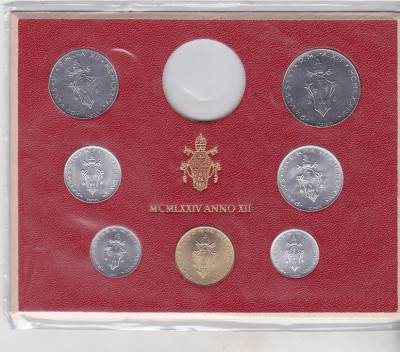 bnk mnd Vatican set monede necirculate 1974- 1+2+5+10+20+50+100 lire foto