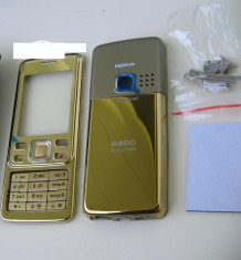 CARCASA NOKIA 6300 GOLD COMPLETA,NOUA, METALICA +SURUBURI+ACUMULATOR BL 4C NOU IN BLISTER foto