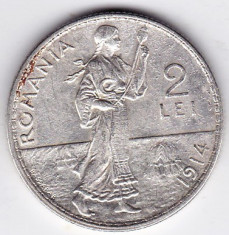 6) 2 LEI 1914,argint,muchia rotunjita,monetaria Hamburg foto