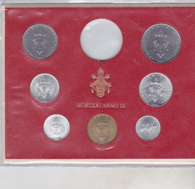 bnk mnd Vatican set monede necirculate 1971 - 1+2+5+10+20+50+100 lire foto