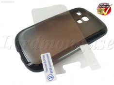 Pachet Husa Silicon Negru si Folie CellularLine Samsung Galaxy S3 Mini I8190 foto