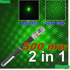 Laser / Lasere Verde Pointer 500MW + un cap proiectie 3D+ Cutie Cadou PROMOTIE foto