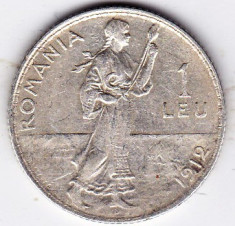 1.Romania,1 LEU 1912,argint foto