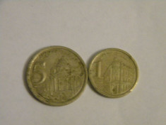 Lot Serbia Iugoslavia 5 dinari 2000 + 1 dinar 2002 foto