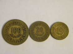 Lot Tunisia 3 monede diferite 100 millim 20 millim 10 millim foto
