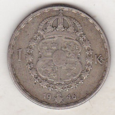 bnk mnd Suedia 1 coroana 1946 , argint