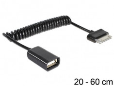 Cablu spiralat Samsung 30 pin tata la USB-A mama OTG - 83300 foto