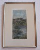 Superba lucrare, pastel pe carton, peisaj cu lac, semnat indescifrabil, Natura, Realism