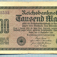 745 BANCNOTA - GERMANIA - 1 000 MARK - anul 1922 -SERIA 103533 -starea care se vede