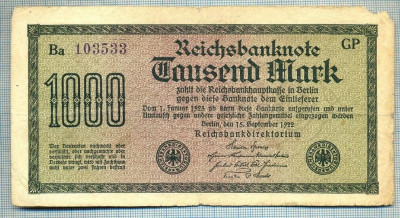 745 BANCNOTA - GERMANIA - 1 000 MARK - anul 1922 -SERIA 103533 -starea care se vede foto