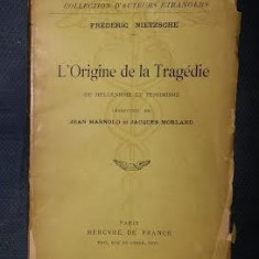 Fr. Nietzsche L'Origine de la Tragedie Mercure de Fr. 1931