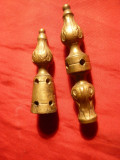 2 Balamale-Piese ornament pt. Sfesnic de perete ,bronz aurit ,inc.sec.XX