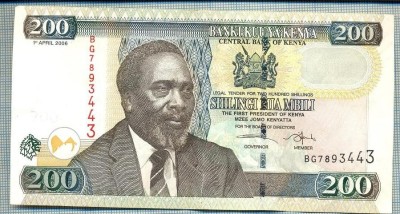 665 BANCNOTA - KENYA - 200 SHILINGI - anul 2006 -SERIA 7893443 -starea care se vede foto