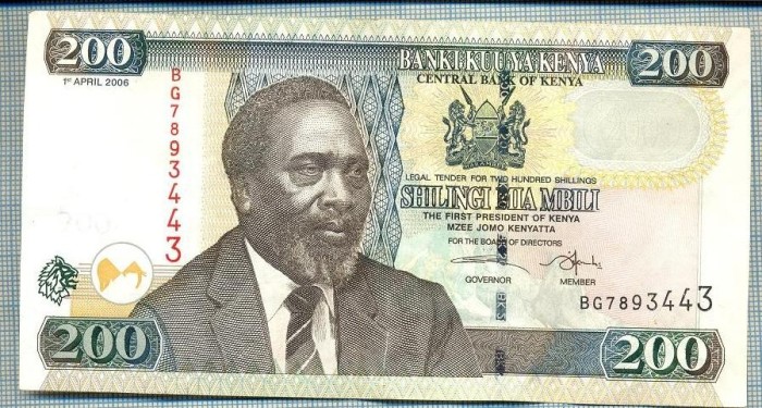 665 BANCNOTA - KENYA - 200 SHILINGI - anul 2006 -SERIA 7893443 -starea care se vede