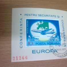 Romania 1977 - EUROPA, CONFERINTA, colita NDT stampilata PRIMA ZI, K109