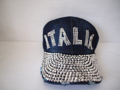 FASHION sapca ITALIA cu STRASURI - TINTE, sepci DENIM -BLUG SP21 foto