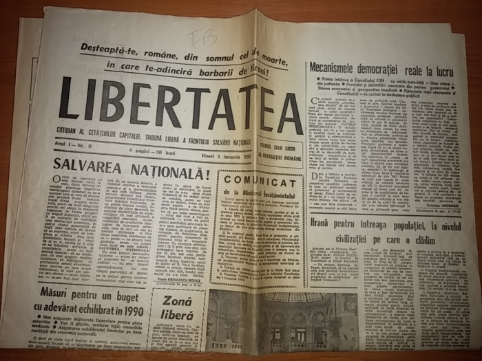 ziarul libertatea 5 ianuarie 1990 ( revolutia )