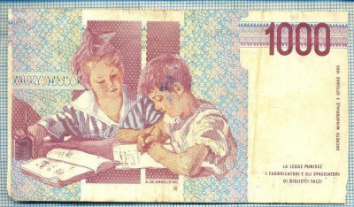 826 BANCNOTA - ITALIA - 1000 LIRE - anul 1990 -SERIA 484391 -starea care se vede foto