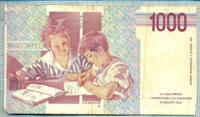 826 BANCNOTA - ITALIA - 1000 LIRE - anul 1990 -SERIA 484391 -starea care se vede