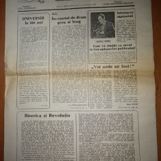 ziarul universul 6-12 martie 1990-serie noua,nr. 1 ,primul nr. dupa revolutie