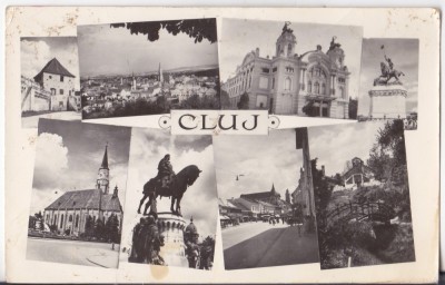 C.P. Cluj - Vedere Generala si Piata Libertatii circulata fara timbru foto