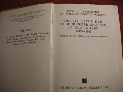 Die literatur der siebenburger sachsen in den jahren 1849-1918 foto