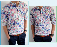 Camasi Camasa flori 2 model zara - Camasa Slim Fit - Modele Fashion - Editie limitata - LICHIDARE DE STOC foto