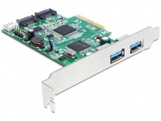 Placa PCI Express 2 porturi externe USB 3.0-2 x port intern SATA 6 Gb/s - 89359 foto