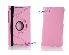 Livrare gratuita! Husa stand smart, piele baby pink, rotativa 360 grade pentru Google Nexus 7 Generatia 2 (2013) + folie + laveta + stylus + cablu OTG foto