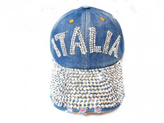 FASHION Sapca ITALIA cu STRASURI - TINTE, sepci DENIM -BLUG SP20 foto