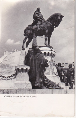 C.P. Cluj - Statuia lui Matei Corvin circulata (timbru rupt) foto