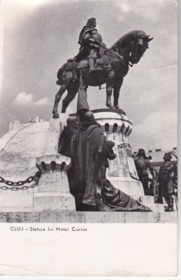 C.P. Cluj - Statuia lui Matei Corvin circulata (timbru rupt) foto