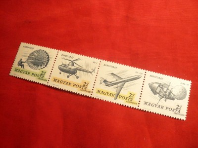 Serie- Straif 4 val. -Aviatie-Expoz.Aerofilatelie Budapesta 1967 ,Ungaria foto