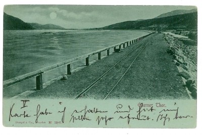 1657 - ORSOVA, Danube, railway, Litho - old postcard - used - 1898 foto