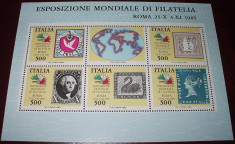 ITALIA 1985 - EXPOZITIA FILATELICA ROMA``85 - NEUZATE foto