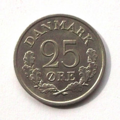 DANEMARCA 25 ORE 1966, 4.50 g., Copper-Nickel, 23 mm Frederik IX ** foto